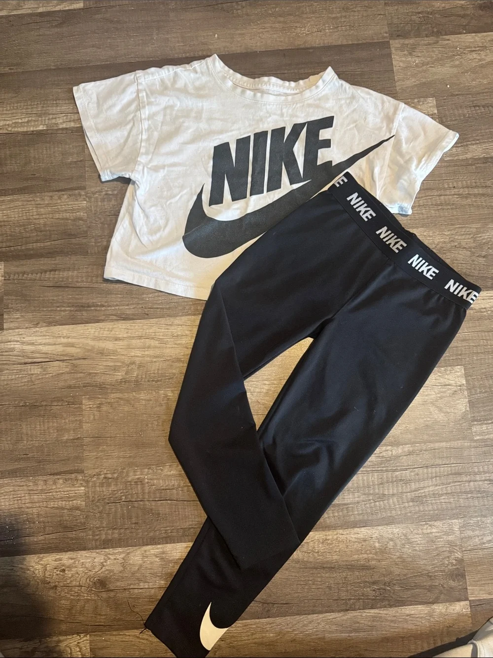 Nike Kids Black Leggings with Logo Waistband and Matching Nike Top